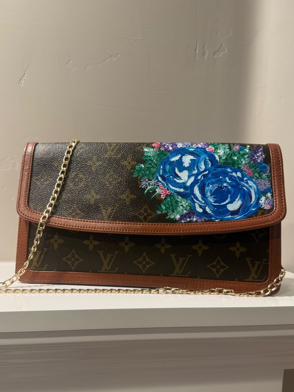 Louis Vuitton Monogram Grand Dame Clutch with Custom Hand-painted Floral Design - Picture 3 of 14